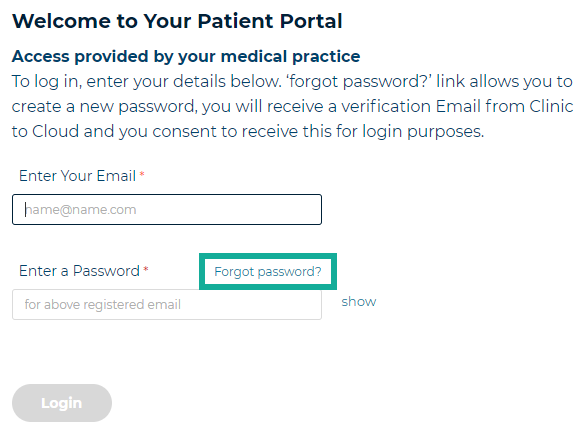 1. forgot password link
